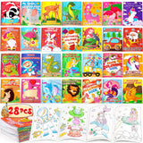 28PCS Coloring Books for Kids Party Favors: Ages 2-4 4-8 Easter,Summer End of the Year,Back to School,Halloween,Christmas Birthday Mini Gifts Bulk,Classroom Goodie Bags Stuffer Fillers(Not Duplicate) Geefuun
