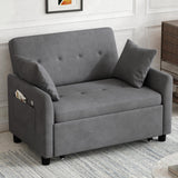 AYEASY Sleeper Sofa Bed, 3 in 1 Convertible Sleeper Couch Bed Pull Out, Small Loveseat Sofa, Futon Sofa Bed Full Size, 46" Velvet Love Seat with Pillow and Phone Holder for Living Room, Grey AYEASY