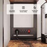 IRONCK Bakers Rack with Power Outlet, 5-Tier Corner Microwave Stand with Storage, Coffee Bar with 6 S-Shaped Hooks, Kitchen Shelves with Wire Basket IRONCK