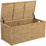 eHemco Heavy-duty Water Hyacinth Wicker Storage Trunk with Metal Frame, 42 by 20 by 18.5 Inches, Natural eHemco
