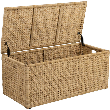 eHemco Heavy-duty Water Hyacinth Wicker Storage Trunk with Metal Frame, 42 by 20 by 18.5 Inches, Natural eHemco