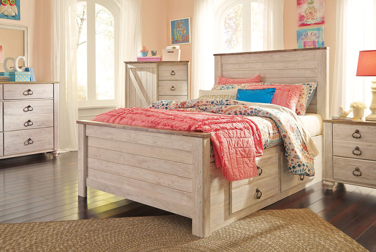 Signature Design by Ashley Willowton Cottage Farmhouse Sleigh Headboard ONLY, Full, Whitewash Signature Design by Ashley
