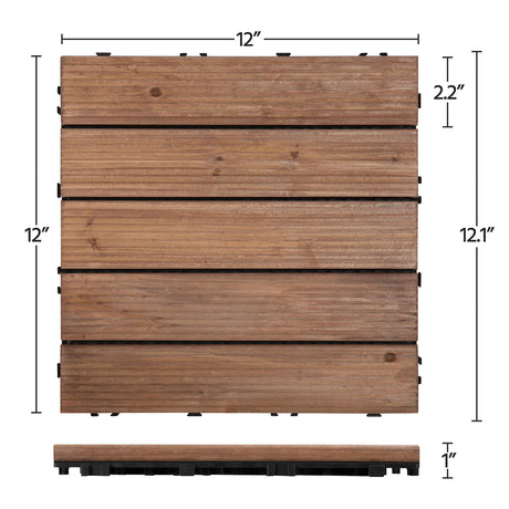 Yaheetech 27PCS Interlocking Patio Deck Tiles 12 x 12in Wood Floor Tiles Outdoor Flooring for Patio Garden Deck Poolside Brown Yaheetech
