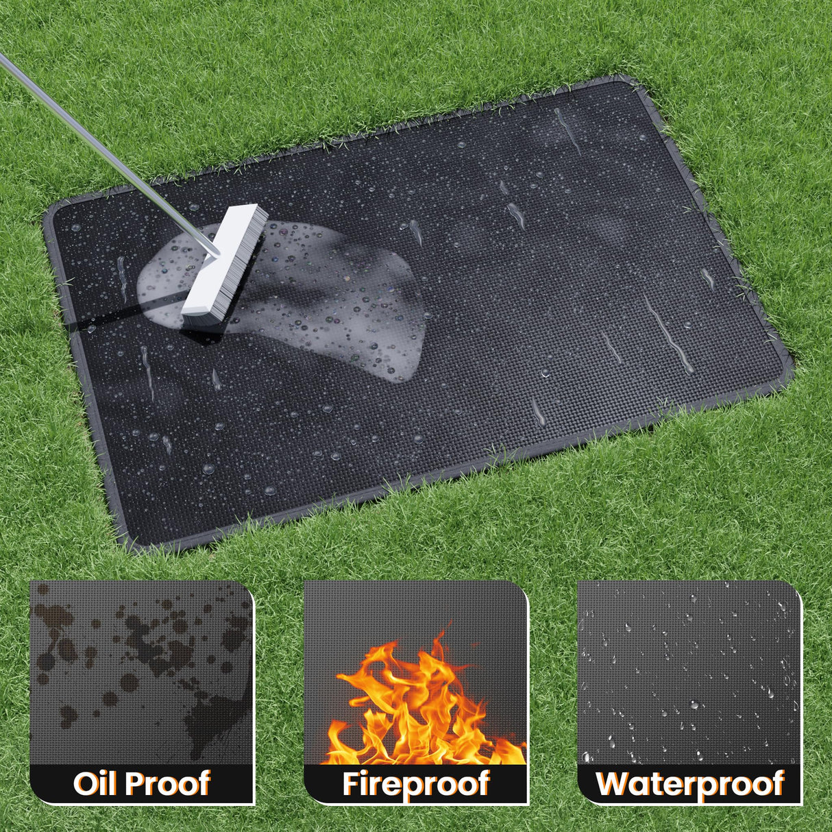 Atronor 48 x 30 inches Under Grill Mats for Outdoor Grill, Double-Sided Fireproof Deck and Patio Protector Mat, BBQ Mat for Under BBQ, Waterproof Oil-Proof Grill Floor Pads Fire Pit Mat Fireplace Mat Atronor