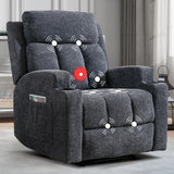 CANMOV Manual Recliner Chair with Massage and Heat,Soft Fabric Recliner Chair with Overstuffed Arm and Back, Manual Reclining Single Sofa with 2 Cup Holders, Side Pocket for Living Room,Dark Grey CANMOV