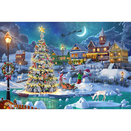 Becko US Puzzles for Adults 1000 Pieces, Wooden Jigsaw Puzzles, 1000 Piece Puzzle for Adults & Kids, Christmas and Holiday (Snow Scene) Becko US