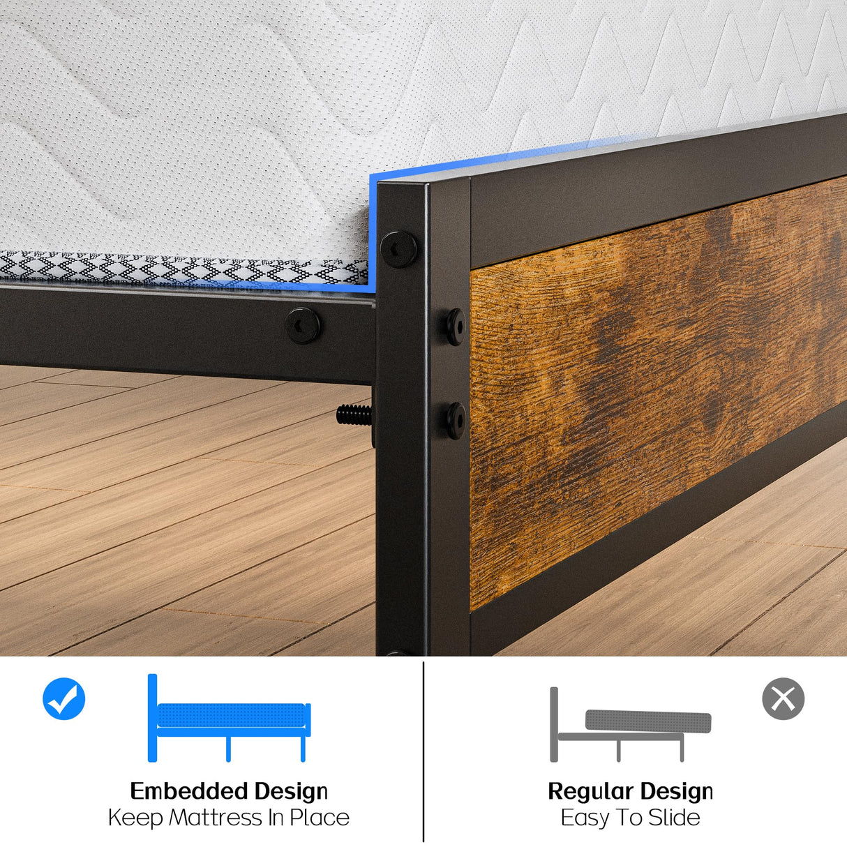 Twin Bed Frame with Storage Headboard and USB Charging Station, Smart LED Lights, Noise Free, Metal Platform Bed Easy Assembly, No Box Spring Needed Liians