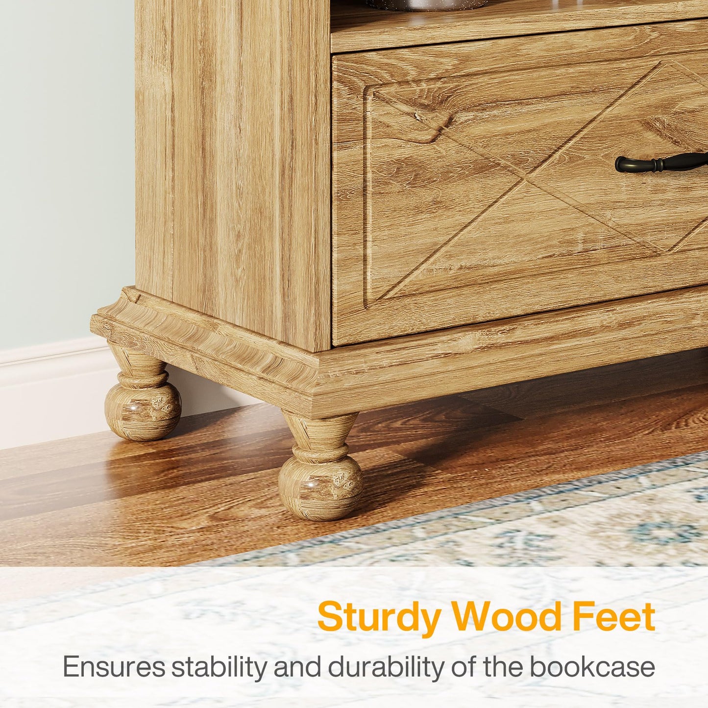 Tribesigns 6-Tier Oak Bookcase with Drawer for Stylish Storage - WoodArtSupply