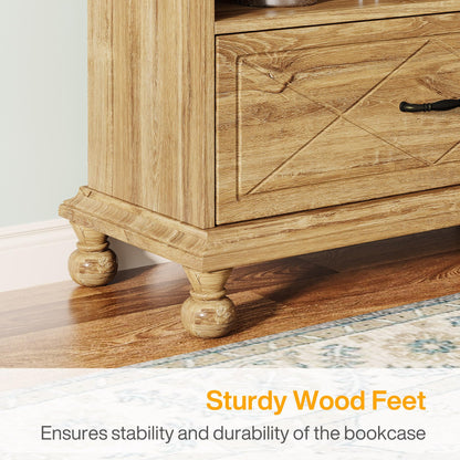 Tribesigns 6-Tier Oak Bookcase with Drawer for Stylish Storage - WoodArtSupply