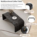 Bellemave Modern Coffee Table with Curved Art Deco Design Center Sofa Table Minimalist Cocktail Wooden Table for Living Room, Antique Black Bellemave