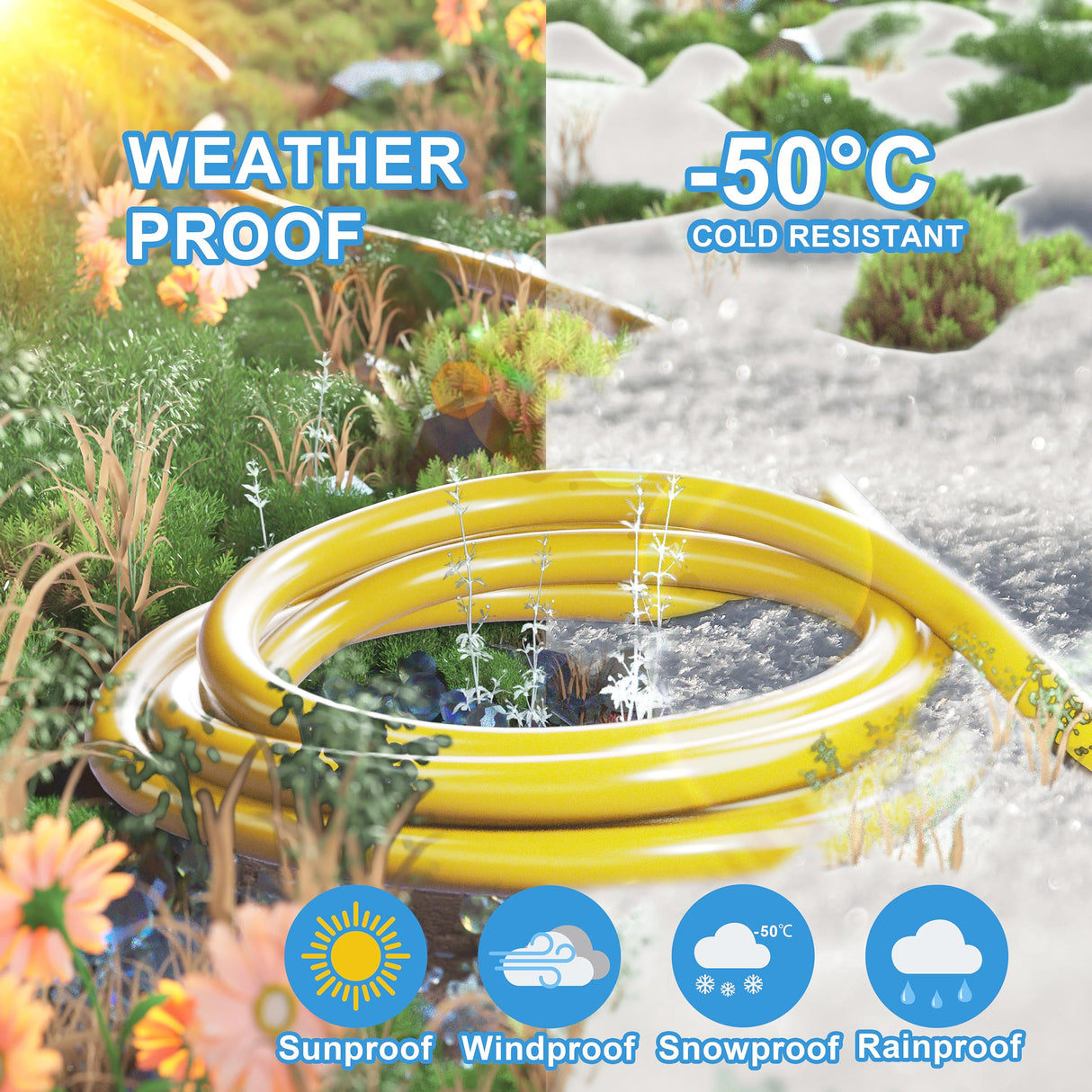12/3 Gauge Heavy Duty Outdoor Extension Cord 100 ft Waterproof with Lighted end, Flexible Cold-Resistant 3 Prong Electric Cord Outside, 15Amp 1875W 12AWG SJTW, Yellow, ETL HUANCHAIN huanchain