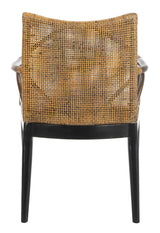 Safavieh Home Gianni Rattan Tropical Woven Arm Chair, Brown/Black Safavieh