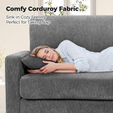 Kidirect 70in Corduroy Couch, Sofas for Living Room No Tool Assembly, Comfy Couches for Living Room 21in Deep Seats, Oversized Loveseat Sofa with 2 Pillows, 3 Seater Couch for Bedroom, Grey Sofa Kidirect