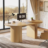 Tribesigns 63-Inch Executive Desk, Modern Home Office Desks Computer Writing Table, Small Conference Table, Oak Tribesigns