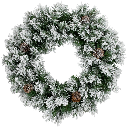 Northlight Snowy Flocked Angel Pine with Pine Cones Artificial Christmas Wreath - 36" - Unlit