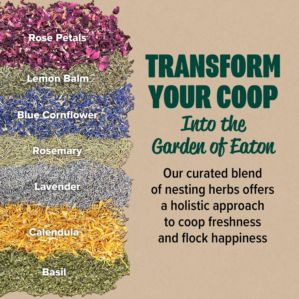 Eaton Pet & Pasture Premium Nesting Herbs, Aromatic Blend for Nesting Boxes & Chicken Coop, Natural Refresher & Pest Deterrent Eaton Pet and Pasture