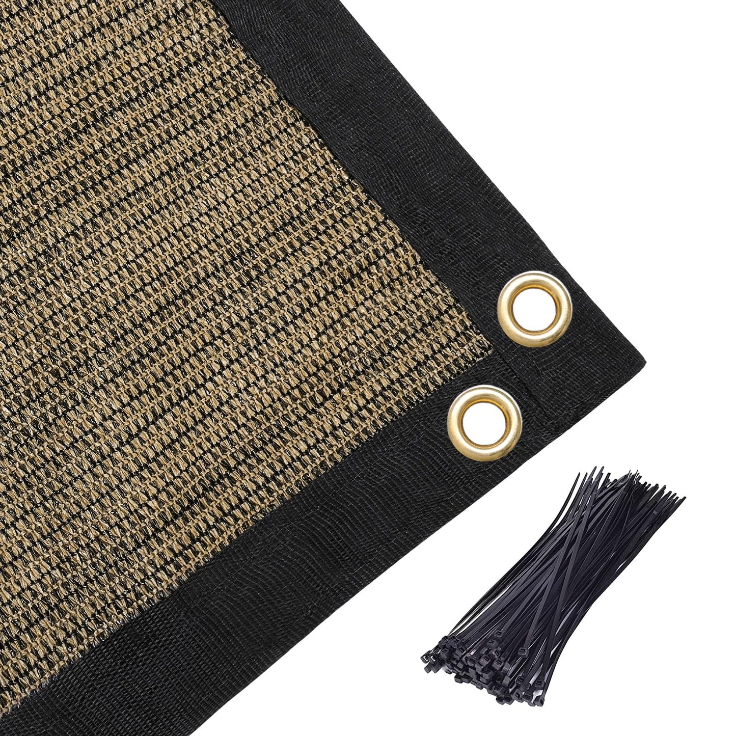 Amagenix 90% Pergola Shade Cover 10'X 18' Mocha Sun Shade Cloth with Grommets GN09 for Outdoor Garden Patio Porch, Commercial Grade 200 GSM - Cable Zip Ties Included (We Customized)