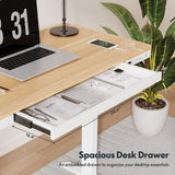 FLEXISPOT Comhar Electric Standing Desk with Drawers Charging USB Port, Height Adjustable 48" Whole-Piece Quick Install Home Office Computer Laptop Table with Storage (Maple Top + White Frame) FLEXISPOT
