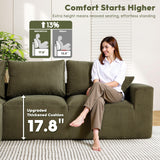 WESTSETLUX 108” Cloud Sectional Sofa Couch with High-Seat, Corduroy Modular Sofa with Oversized Chaise, High-Back Modern L-Shaped Couches for Living Room, No Assembly Required (Green) WESTSETLUX