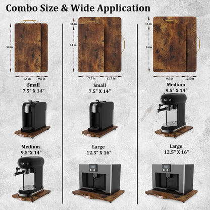 Appliance Sliders, 2 Sets Sliding Trays for Coffee Maker, Appliance Sliders for Kitchen Appliances, Countertop Slider Trays for Coffee Pot, Medium & Large (9.5" X 14" & 12.5" X 16")