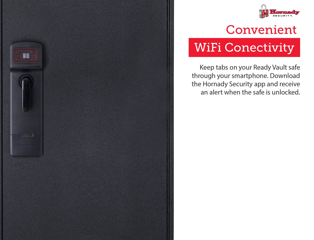 Hornady Rapid Safe Ready Vault with WiFi - Safely Keep Tabs on Your Safe with Your Smartphone - RFID Technology for Touch Free Access & Heavy-Duty Steel Housing to Protect Valuables, 98195WIFI Hornady