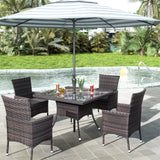 RTDTD 15 Pieces Patio Dining Set Outdoor Rattan Furniture Dinning Set with 3 Square Glass Tabletops 12 Chairs with Grey Cushions for Patio, Backyard Outdoor Kitchen Lawn & Garden RTDTD