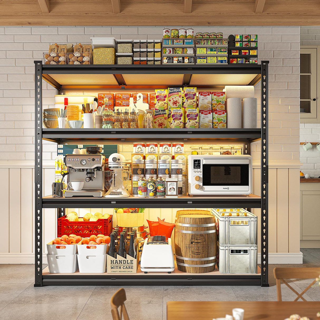 REIBII 48.2''W Garage Shelving Heavy Duty Shelving 2500LBS Storage Shelves Adjustable Garage Storage Shelf 4 Tier Metal Shelves for Storage Rack Industrial Metal Shelving Unit, 48.2"W X 24.2"D X 60"H REIBII