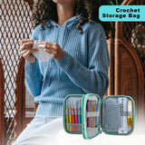 LOOEN Crochet Hook Case with Zipper and Web Pockets for Crochet Needles/Knitting Accessories - Lightweight Organizer Bag for Crochet Hook Kit Tools LOOEN