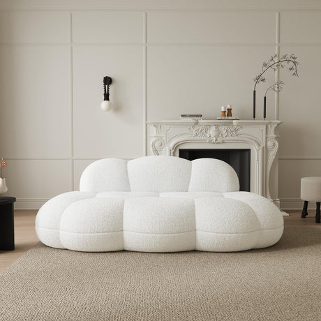 JACH Cloud Shaped Couches for Living Room, Modern Comfy Upholstered Sofa, Cloud Shaped Leisure Sofa, Upholstered Couch for Bedroom, Apartment, Small Space (White, No Assembly Required) JACH