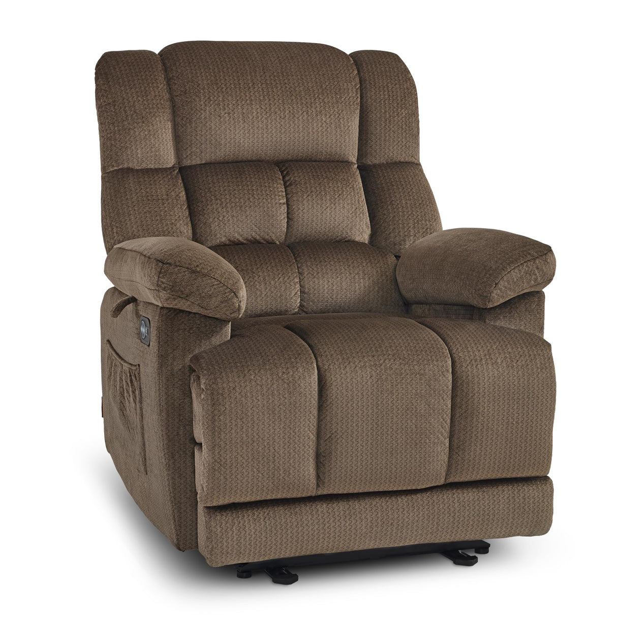 MCombo Zero Gravity Power Recliner Chair with Heat and Vibration Massage, Reclining Chair with USB Ports, Cup Holders for Living Room, Fabric R6233 (Brown) MCombo