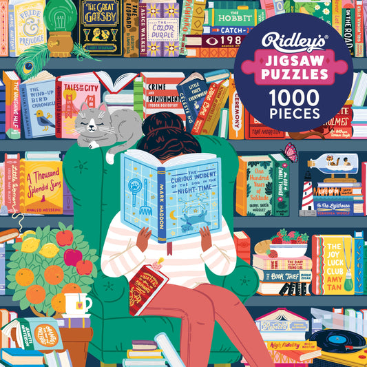 Ridley's: 50 Must-Read Books Bucket List 1000-Piece Puzzle - Unique Art Style for Book Lovers - Library or Office Décor After Completion