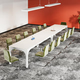 6.56 FT Conference Table, Super Sturdy Large Rectangle Meeting Seminar Table for 6-8 Person, Long Business Tables, 1 Pc White Trggivs