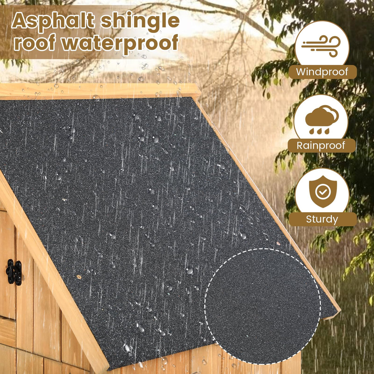 Wooden Outdoor Storage Shed with Double Doors,70” Tall Waterproof Storage Shed with Lock,Sheds & Outdoor Storage with Windproof Tipping for Deck,Backyard Garden and Yard Agitree