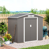Outsunny 7' x 4' Outdoor Storage Shed, Garden Tool Metal Shed with Foundation Kit, Double Lockable Door, Air Vents and Sloping Roof, for Backyard, Patio, Lawn, Gray Outsunny