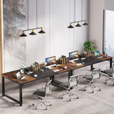 LITTLE TREE 70.8 Inch X-Large Executive Computer Office Desk, Brown+Black LITTLE TREE