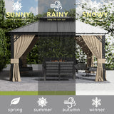 ASJMR 12x14ft Hardtop Gazebo Double Roof, outdoor pavilion with 2-layer hard top galvanized iron frame garden tent, suitable for courtyards, backyards, decks, and grass ASJMR