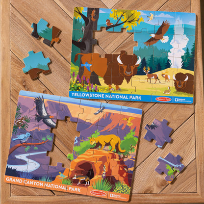 Melissa & Doug National Parks Yellowstone & Grand Canyon 24pc Jigsaw Puzzle Bundle for Boys and Girls Ages 3+