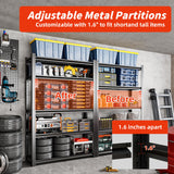 Welfiya 59" W Garage Shelving,5-Tier Heavy Duty Shelving Unit,3000LBS Adjustable Metal Storage Shelves,Storage Rack Units for Industrie,Shed,Warehouse,Basement,Black,59" W x 20" D x 72" H Welfiya