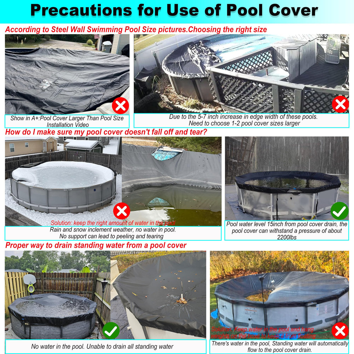 SIHAIAN 20 Ft Pool Cover, with Automatic Drain Round Pool Cover, One-Piece Quick Installation and Removal Above Ground Pool Cover, Preventing Waterlogging, UV Protected Solar Swimming Pool Cover SIHAIAN
