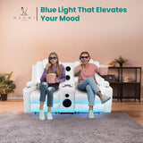 Naomi Home Chicago Power Loveseat Recliner Sofa & Home Theater Seating with Wireless Charging Electric Recliner RV Sofa with USB/Cup Holders/Storage/LED Light/Speaker, White/Air Leather Naomi Home