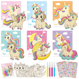 WATINC Wooden Painting Mother's Day Thank You Gifts - 24Pcs Unfinished Blank Wooden Cutouts for Kids, 6 Styles Wood Cutouts Ornament with Thanks Cards,DIY Your Own Party Favors Set (Unicorn WATINC