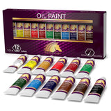 MyArtscape Oil Paint Set - 12 x 12ml Tubes - Lightfast - Heavy Body - Oil-based Vibrant Colors - High Pigment Load - Non-fading - Artist Quality Painting Supplies - Professional Craft Paints MyArtscape