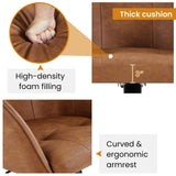 Yaheetech Faux Leather Desk Chair, Makeup Vanity Chair with Adjustable Tilt Angle, Swivel Office Chair Upholstered Armchair Study Chair for Bedroom and Makeup Room Retro Brown Yaheetech