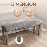 AV CONNECT Acacia Solid Garden Bench with PE Wicker Seat, Backless Patio Garden Benches, Backless Outdoor Bench, Suitable for Indoor and Outdoor Uses 13.7" x 46.5" x 19.3" (Antique Grey) AV CONNECT