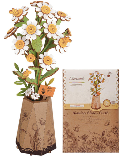 Wowood 3D Flower Wooden Puzzles for Adults-Chamomile, DIY Wooden Flowers Model Kit Building Set Crafts for Adults to Build, Botanical Collection/Ideal Creative Gift Ideas/Housewarming (101PCS)