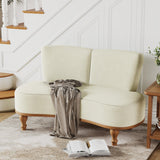 ALISH 49" Small Loveseat Sofa Settee Curved Sofa Couch Upholstered Dining Banquette Bench with Backrest and Wooden Legs for Dining Room Living Room Bedroom Funiture, Ivy ALISH