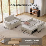 Amada 3 in 1 Sleeper Sofa Bed,Pull Out Couch with Side Table, Convertible Loveseat with Adjustable Backrest,Chaise Lounge with USB Ports & Side Pockets for Living Room, 69'' Pull Out Sofa Bed(Beige) AMADA HOMEFURNISHING