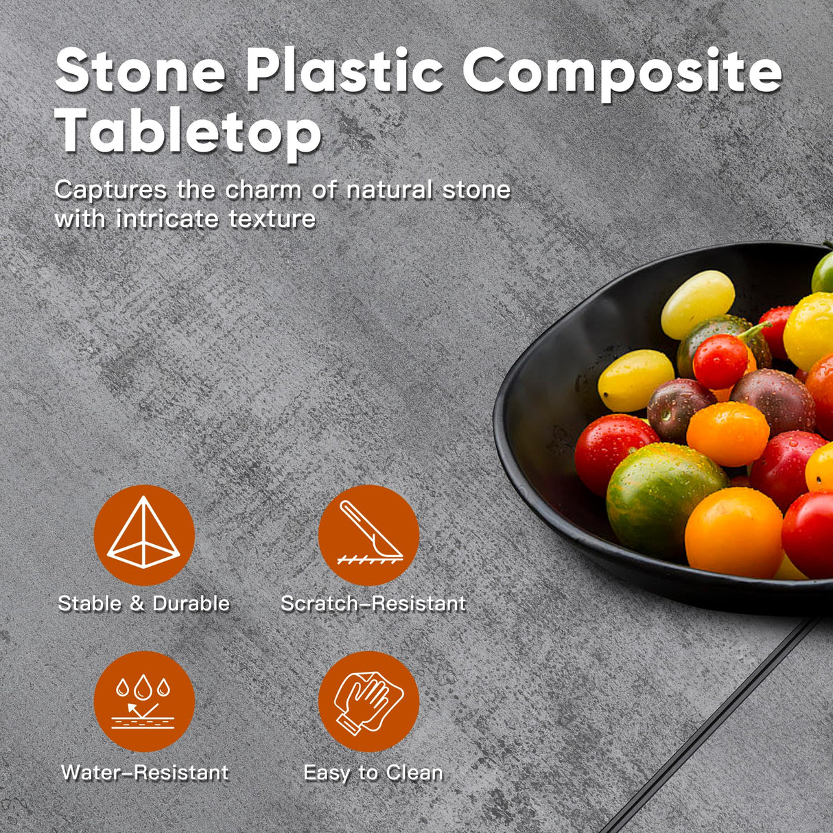 RoyalCraft Patio Expandable Table Dining Set for 4 to 8, Aluminum Outdoor Dining Table, Rectangular Patio Metal Table for Backyard Porch, Deck ＆ Garden, Easy Assembly, 59"- 75", Grey RoyalCraft