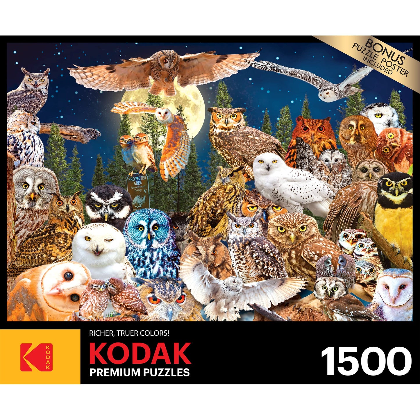 RoseArt - Kodak Premium - Night Owls - 1500 Piece Jigsaw Puzzle for Adults