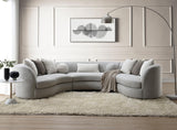 Acme Ivria Curved Sectional Sofa with 9 Pillows in Gray Acme